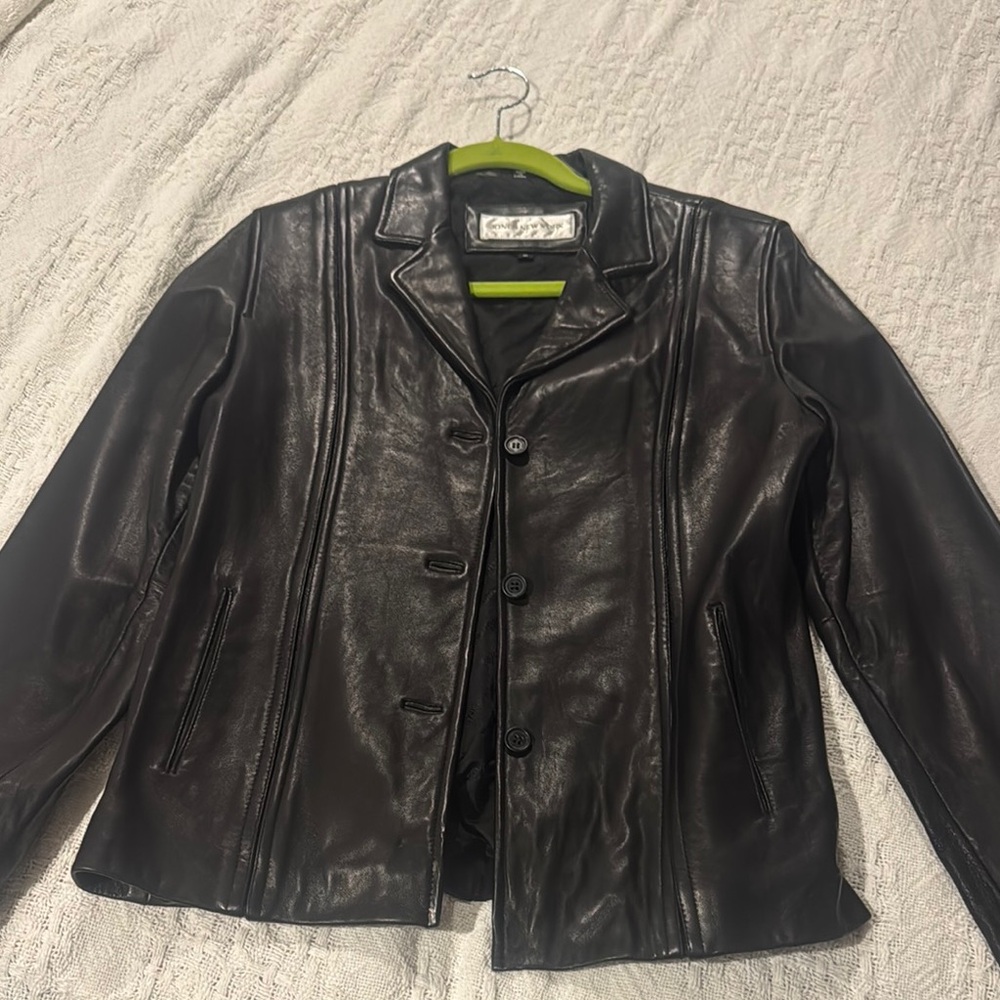 NWT Jones New York Black Leather Jacket M